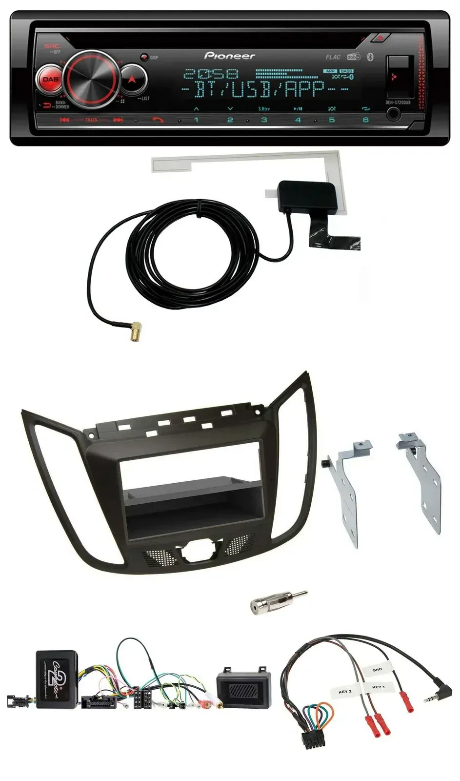 Автомагнитола для Ford C‑Max/Kuga Pioneer DAB, CD, USB, Bluetooth, коричневый