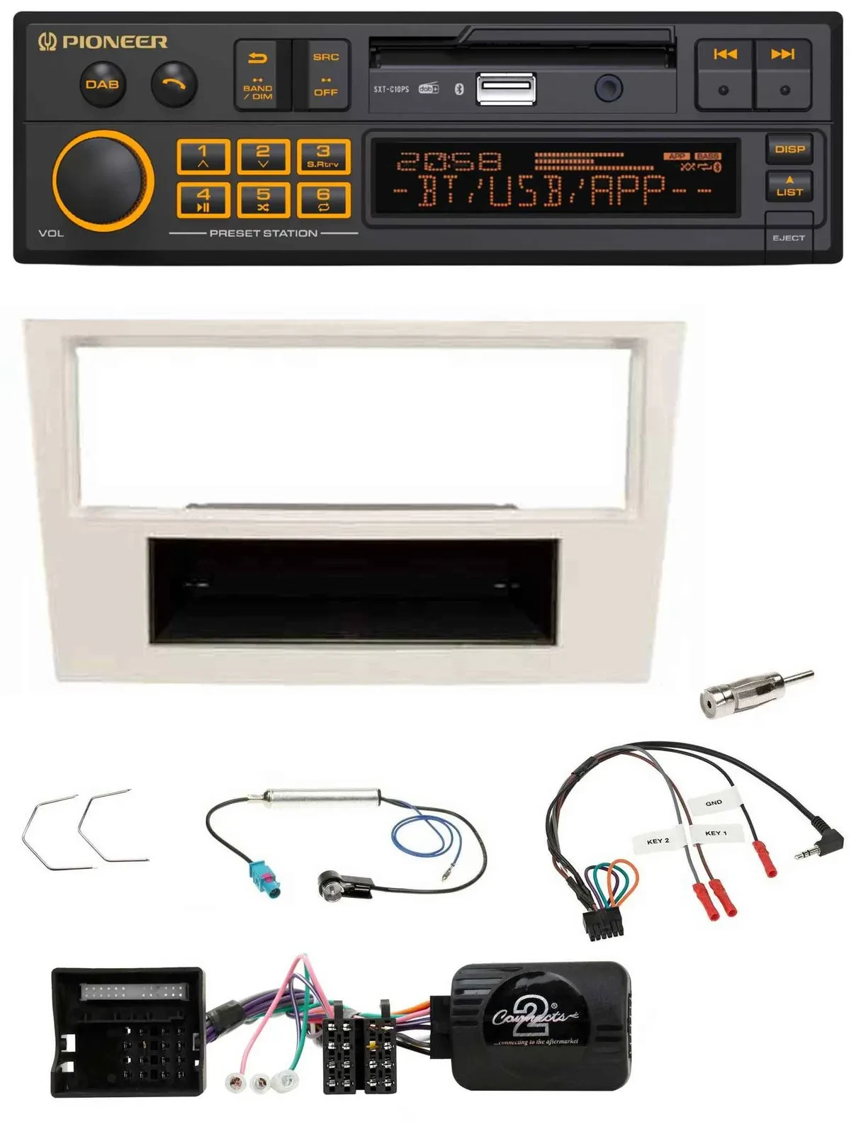 Pioneer DAB Lenkrad USB Bluetooth Autoradio für Opel Corsa D 2006-2008 perl-weis
