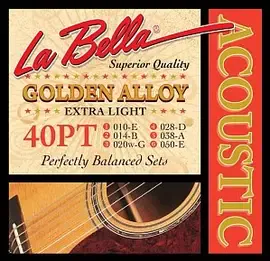 Струны для акустической гитары La Bella 40PT 10-50, бронза