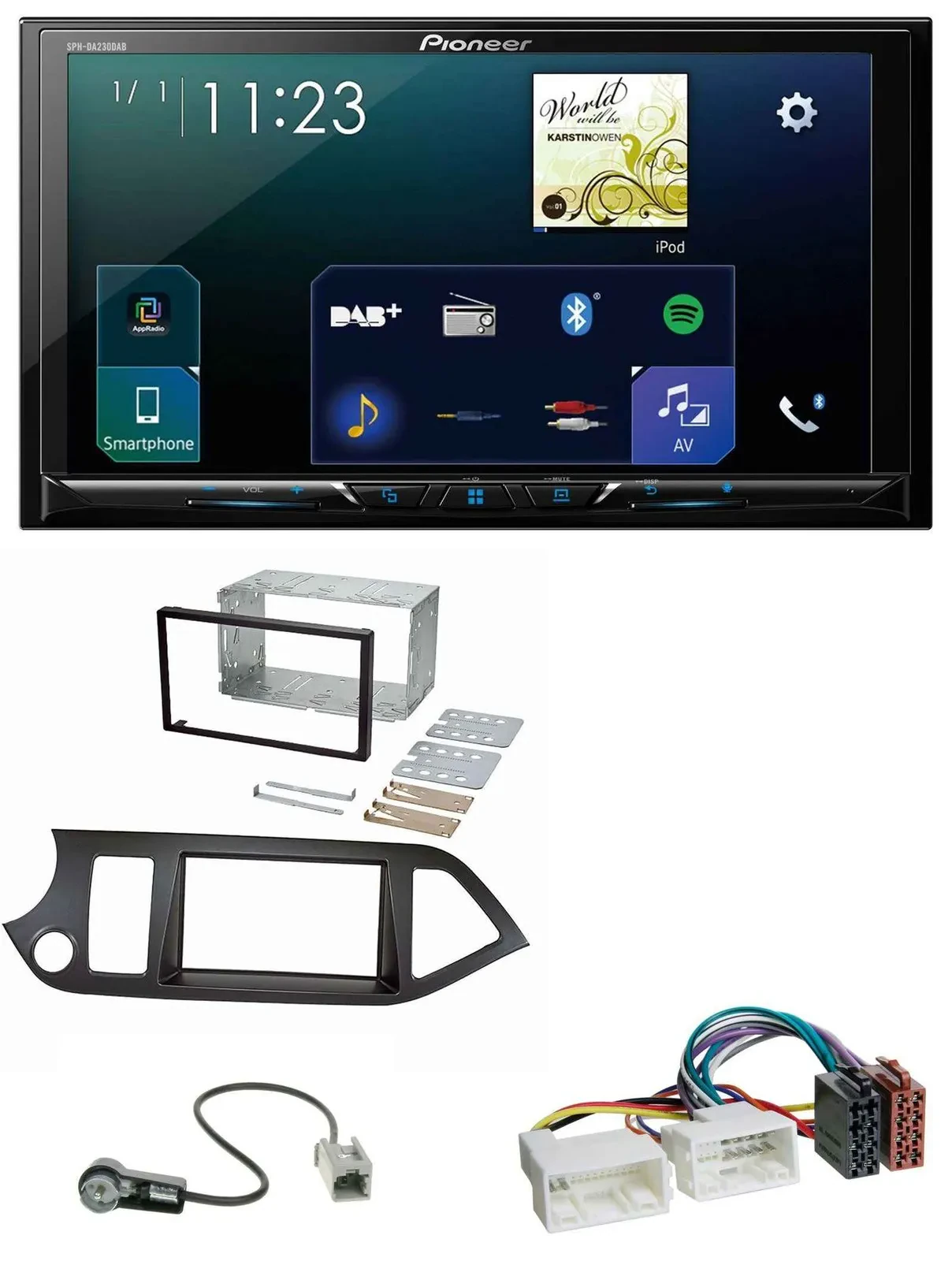 Автомагнитола Pioneer 2DIN MP3 Bluetooth USB DAB для Kia Picanto (с 2011, Start-Stop)