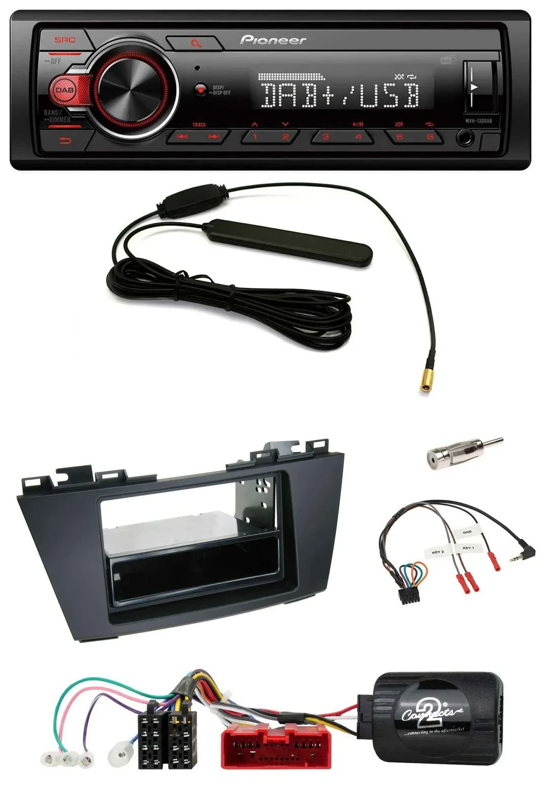 Автомагнитола Pioneer 1DIN, DAB, MP3, USB, для Mazda 5 (2010–2015), поддержка кнопок на руле