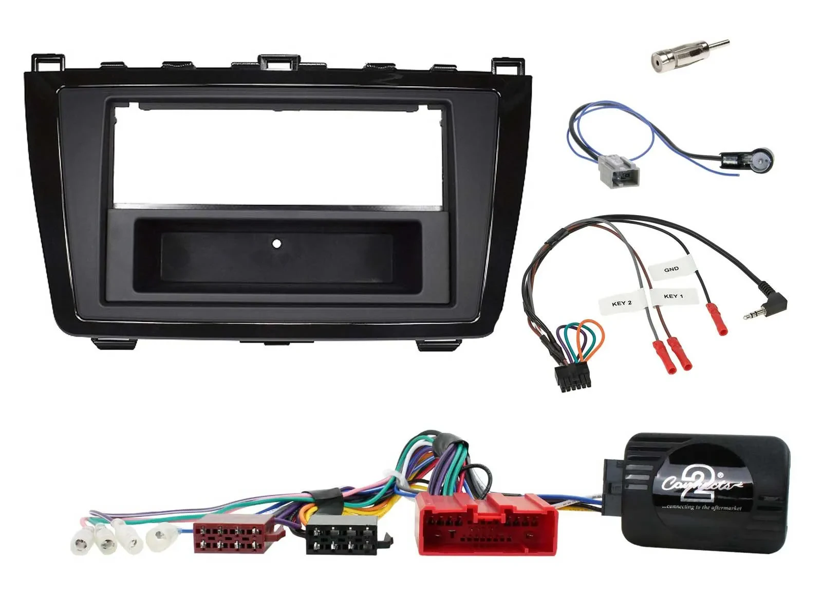 Einbauset Lenkradadapter DIN Autoradio für Mazda 6 2010-2012 klavierlack