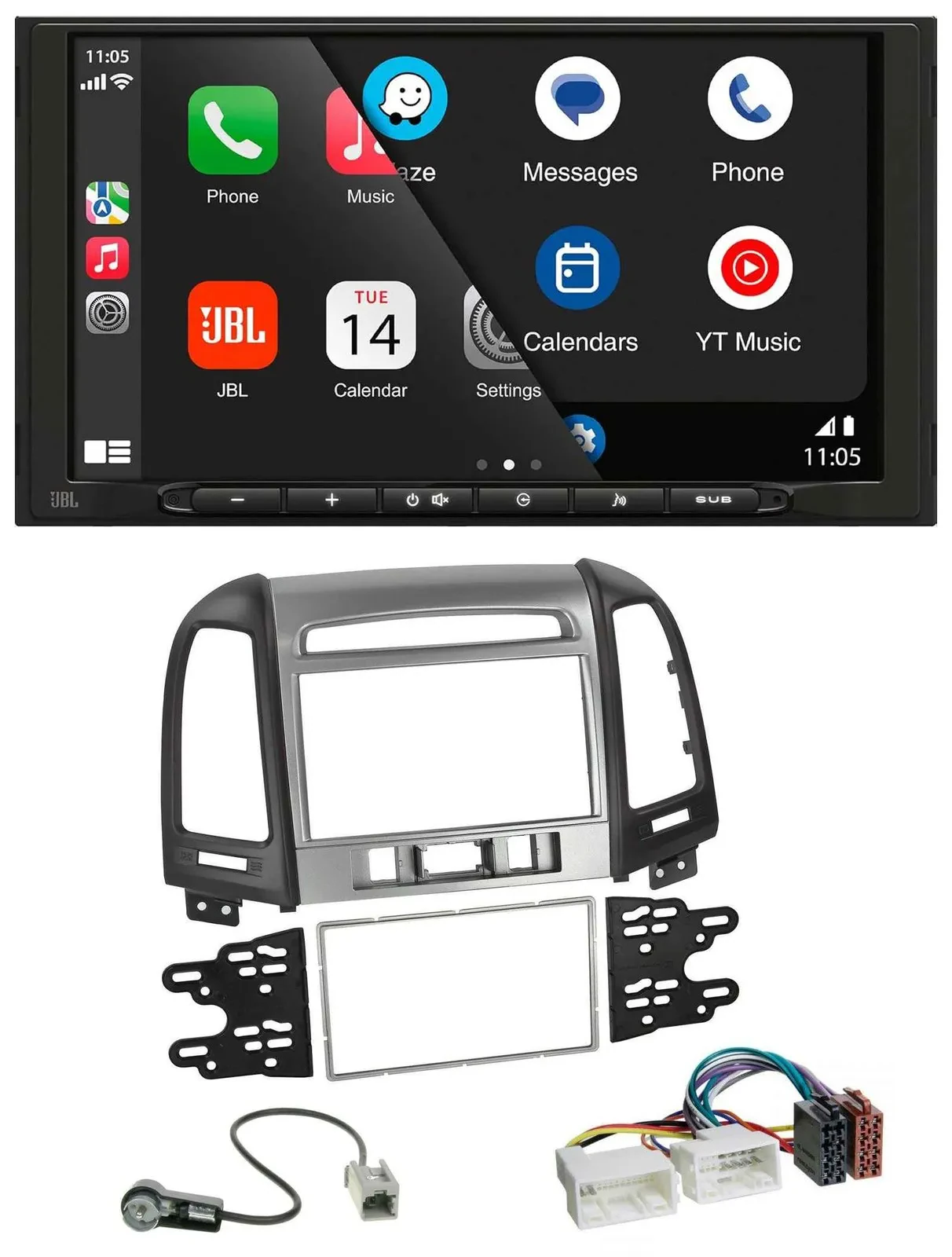 JBL USB 2DIN MP3 Bluetooth AUX Autoradio für Hyundai Santa Fe 3 Schalter 06-12