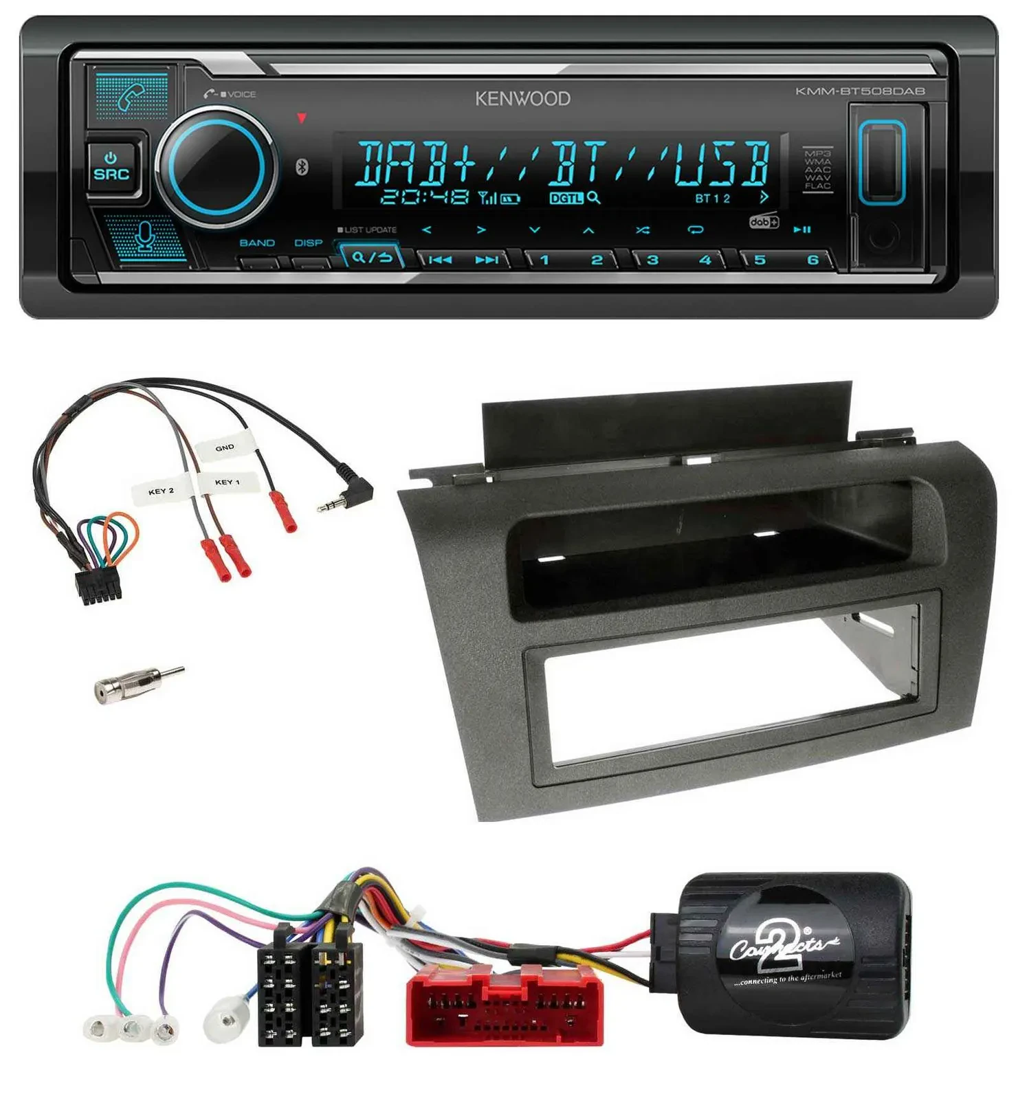 Kenwood Bluetooth Lenkrad DAB USB Autoradio für Mazda 3 (2003-2009)