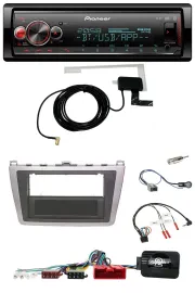 Автомагнитола для Mazda 6 (2008–2012) Pioneer Bluetooth, DAB, USB, поддержка управления на руле, серебристо-черная