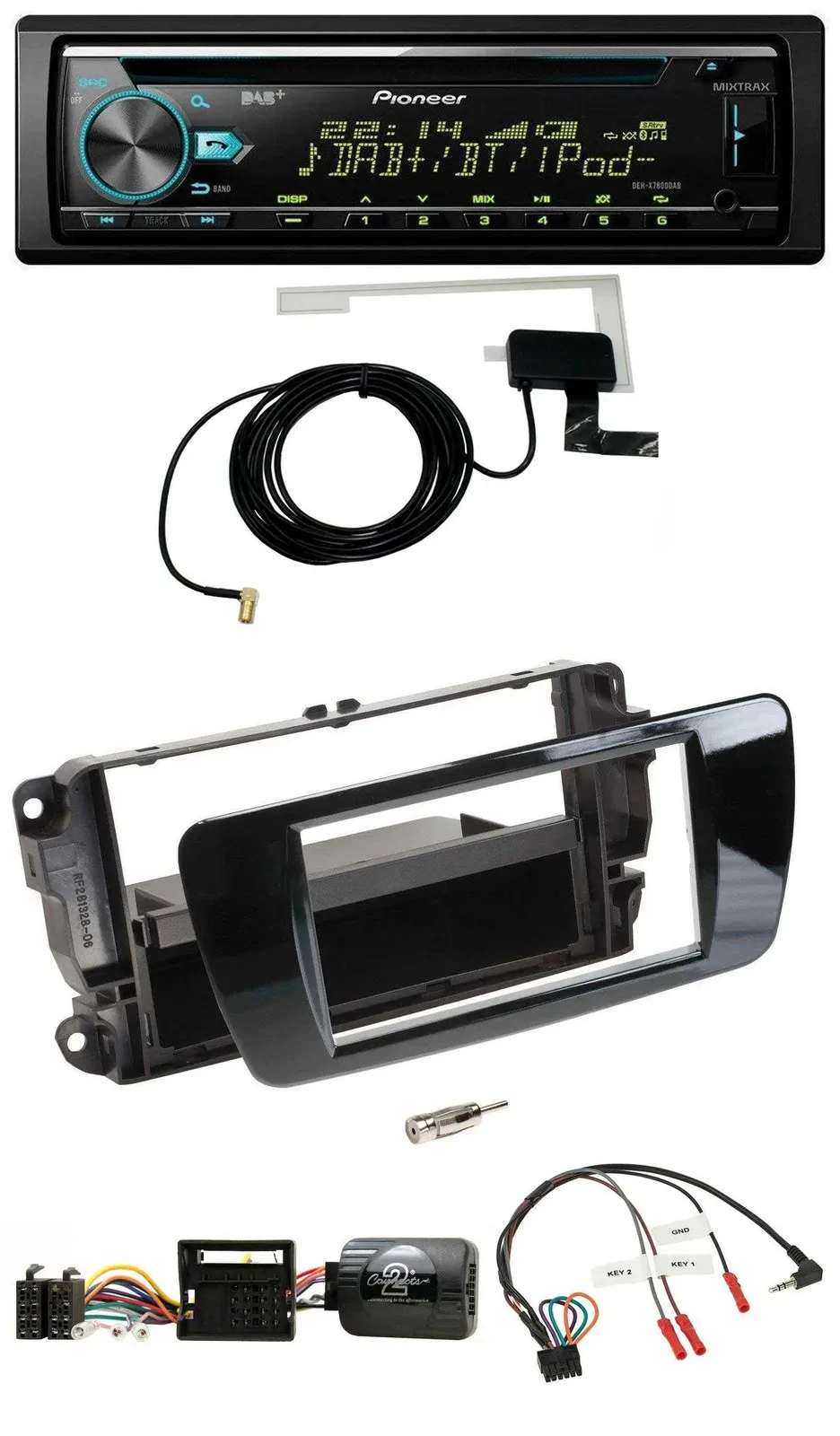 Автомагнитола для Seat Ibiza Pioneer CD/USB/DAB, черный (глянец, Piano Black)