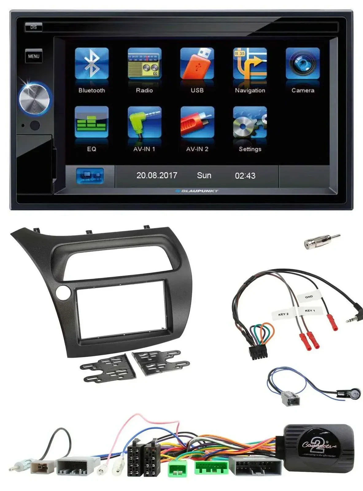 Blaupunkt SD Bluetooth 2DIN MP3 USB Lenkrad Autoradio für Honda Civic 2006-2012