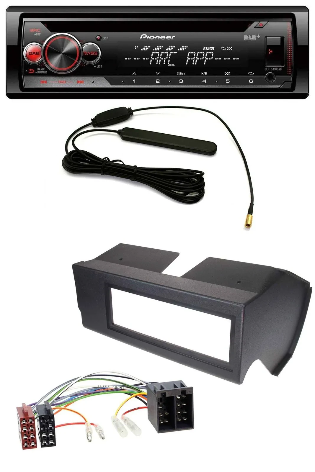 Pioneer CD USB AUX DAB MP3 Autoradio für Fiat Panda (bis 2002) - schwarz