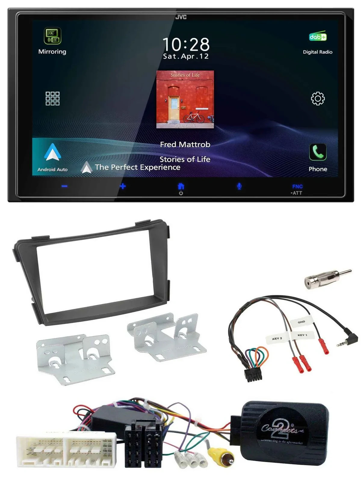 JVC USB Bluetooth 2DIN DAB Lenkrad Autoradio für Hyundai i40 VF ab 16 schwarz