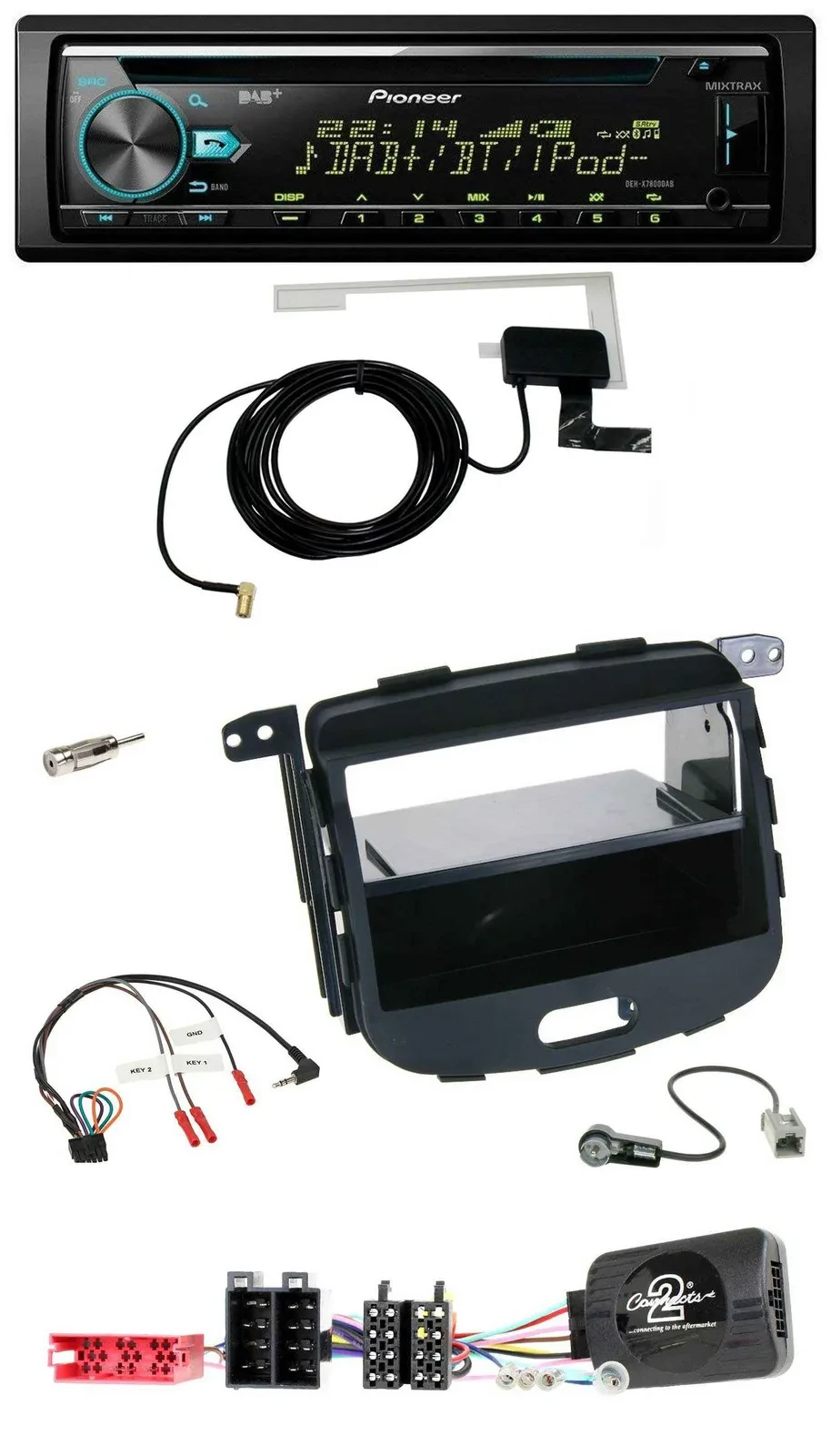 Автомагнитола Pioneer CD/MP3/USB, DAB, для Hyundai i10 (2009–2013), черная