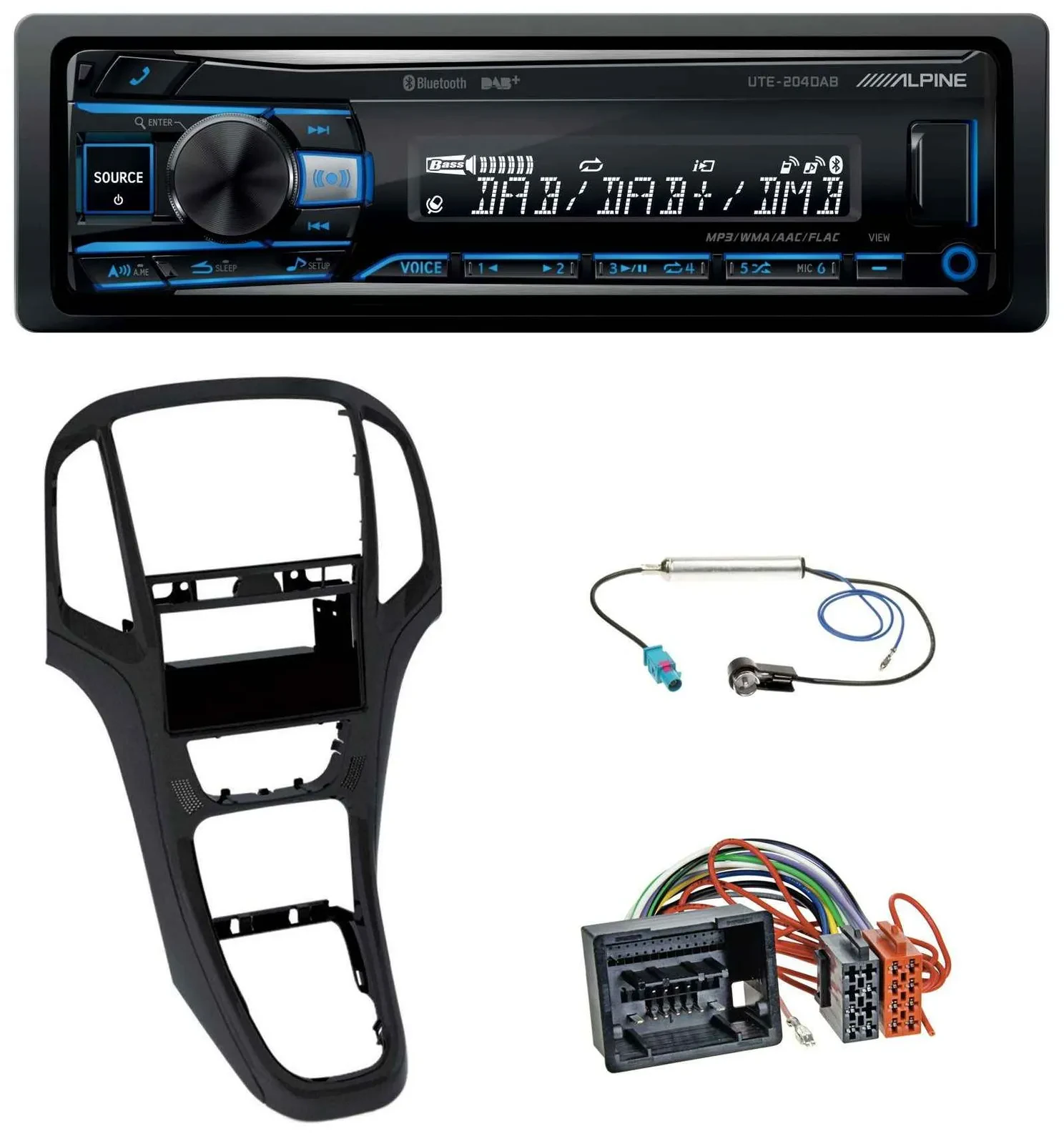 Alpine USB Bluetooth DAB MP3 Autoradio für Opel Astra J ab 2009 Perl schwarz
