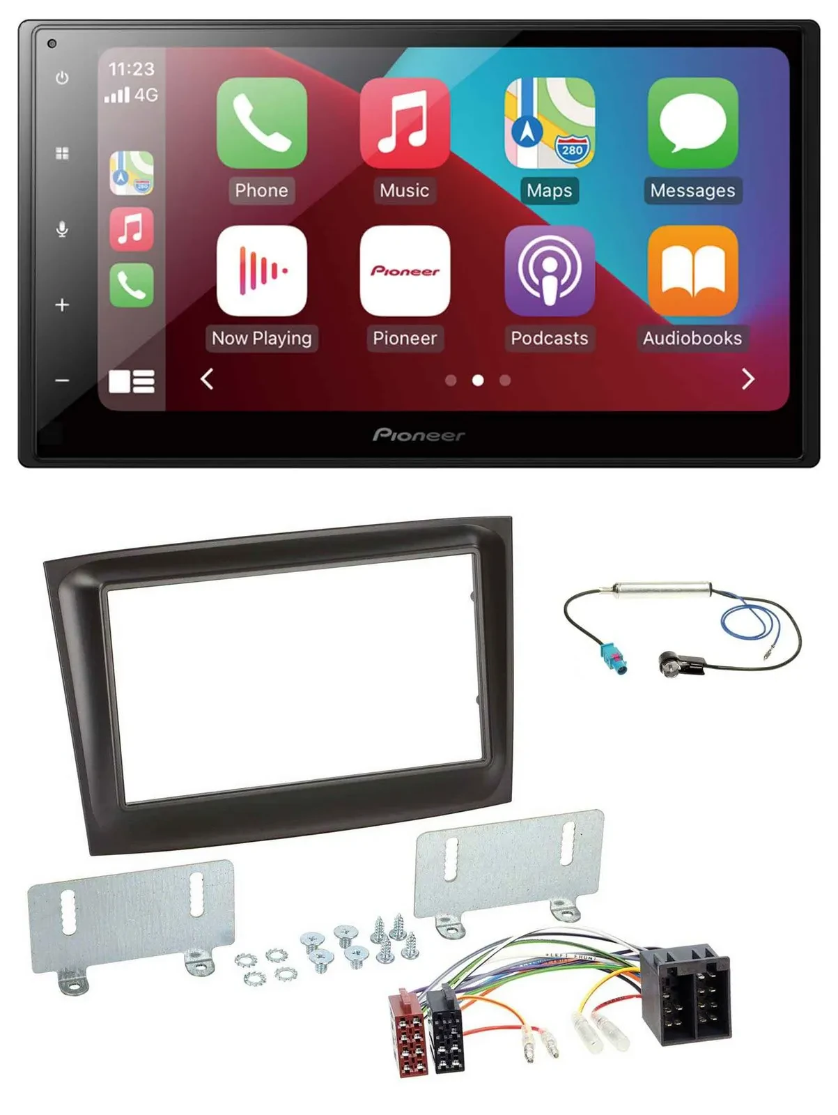 Автомагнитола для Fiat Doblo Pioneer 2-DIN USB MP3 DAB Bluetooth, черная