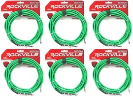 Инструментальный кабель Rockville RCGT20G Green 6.1 м (6 штук)