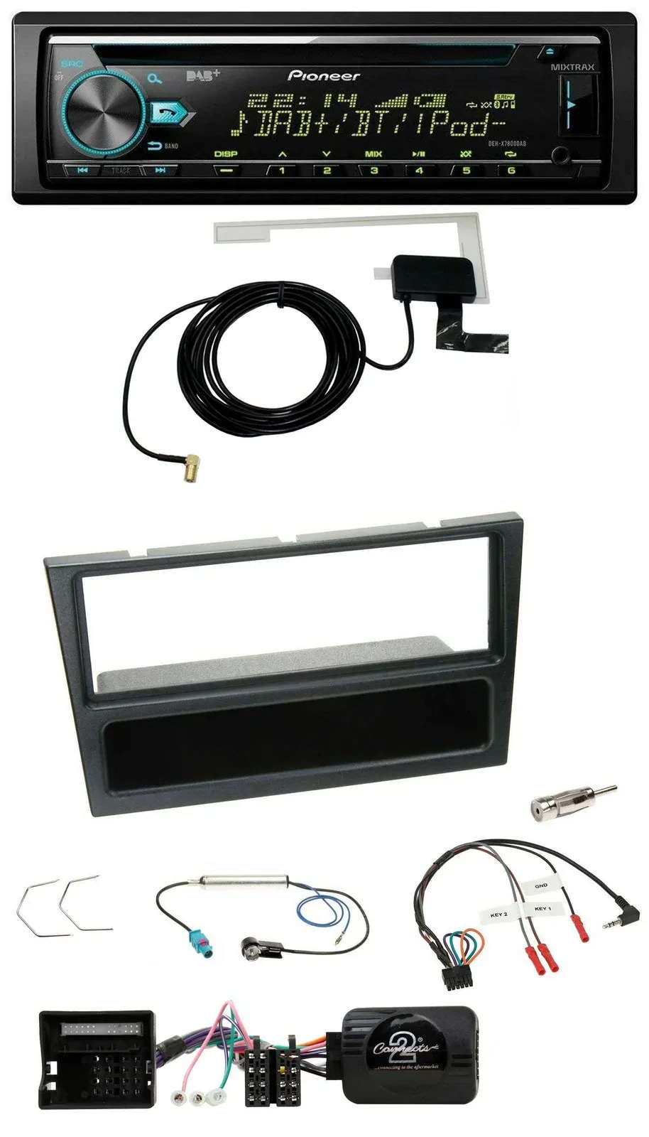 Pioneer MP3 Lenkrad CD USB DAB Autoradio für Opel Corsa C 2004-2006 schwarz