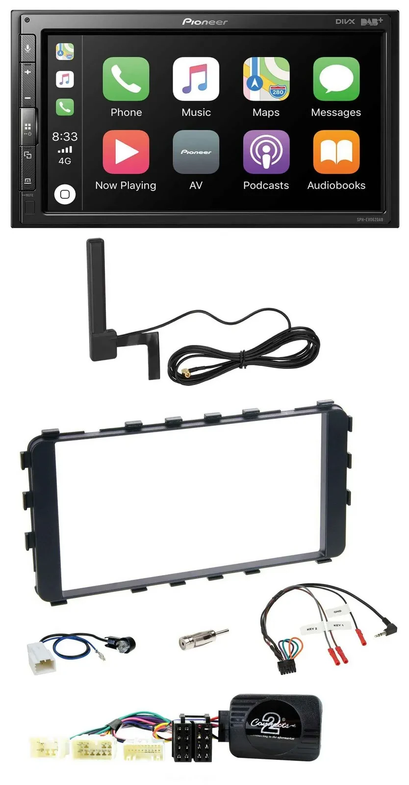 Pioneer USB 2DIN Bluetooth DAB Lenkrad Autoradio für Toyota Yaris 06-11 OEM-Navi