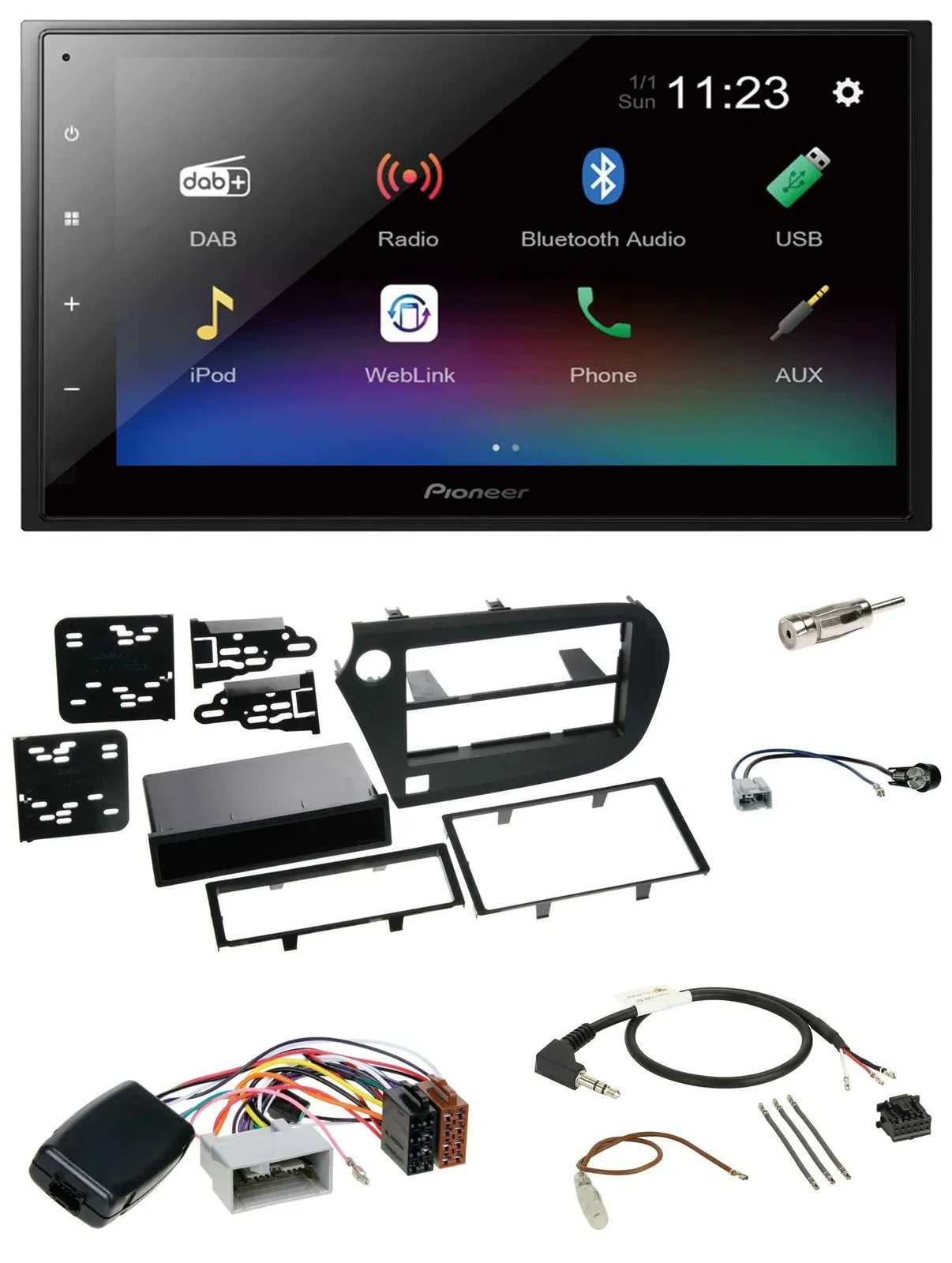 Pioneer USB Bluetooth DAB 2DIN Lenkrad Autoradio für Honda Insight ZE2 2009-2013
