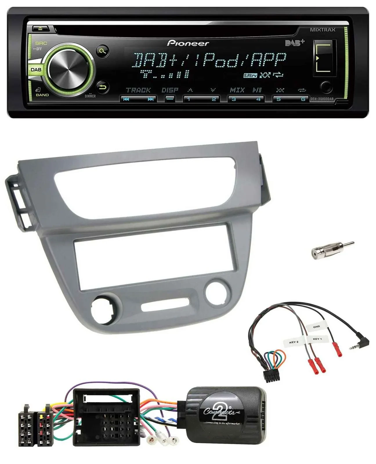 Автомагнитола для Renault Megane III (2009–2012) Pioneer DAB, USB, MP3, CD, управление на руле, серый