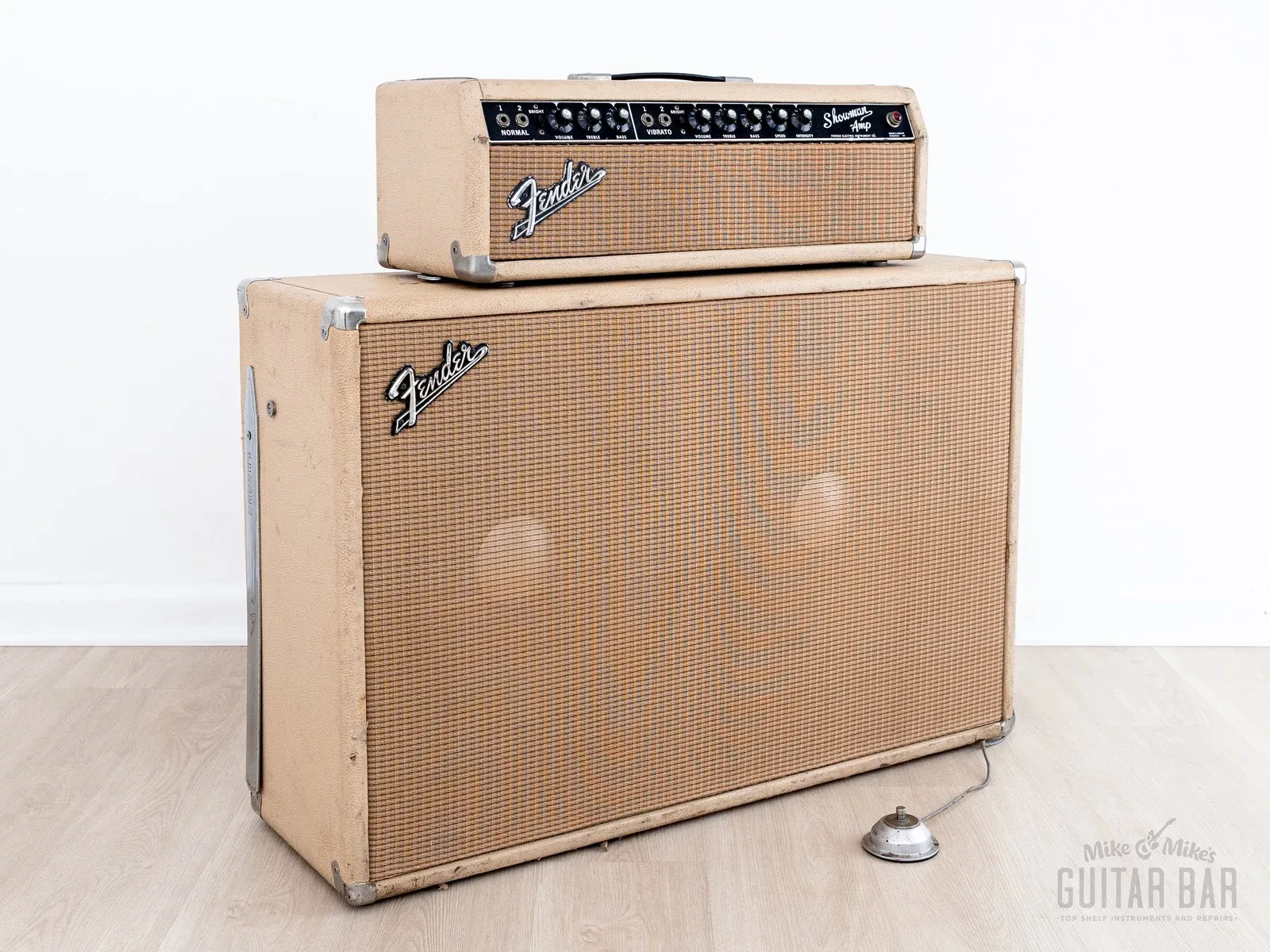 1963 Fender Dual Showman Pre-CBS Vintage Blonde Black Panel Piggyback Tube Amp