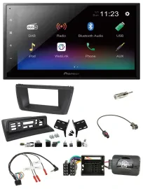 Pioneer USB Bluetooth DAB 2DIN Lenkrad Autoradio für BMW X3 E83 2004-2010 mittig
