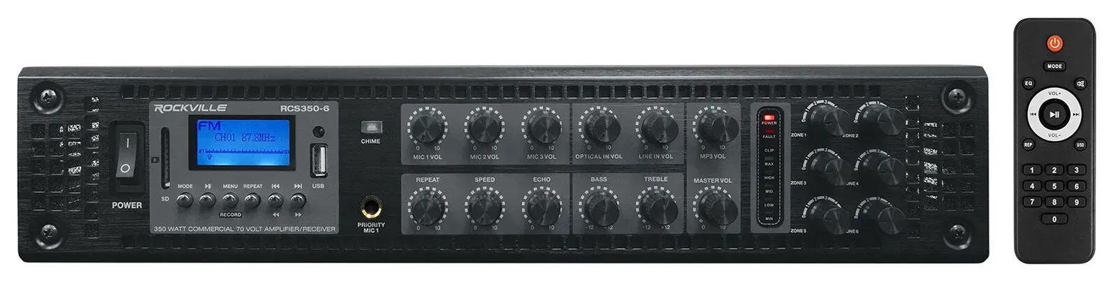 Трансляционный усилитель Rockville RCS350-6 Black 350W
