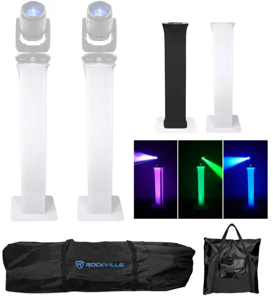 (2) Totem Stands+Black+White Scrims For (2) Chauvet Maverick Mk 1 Hybrid Lights