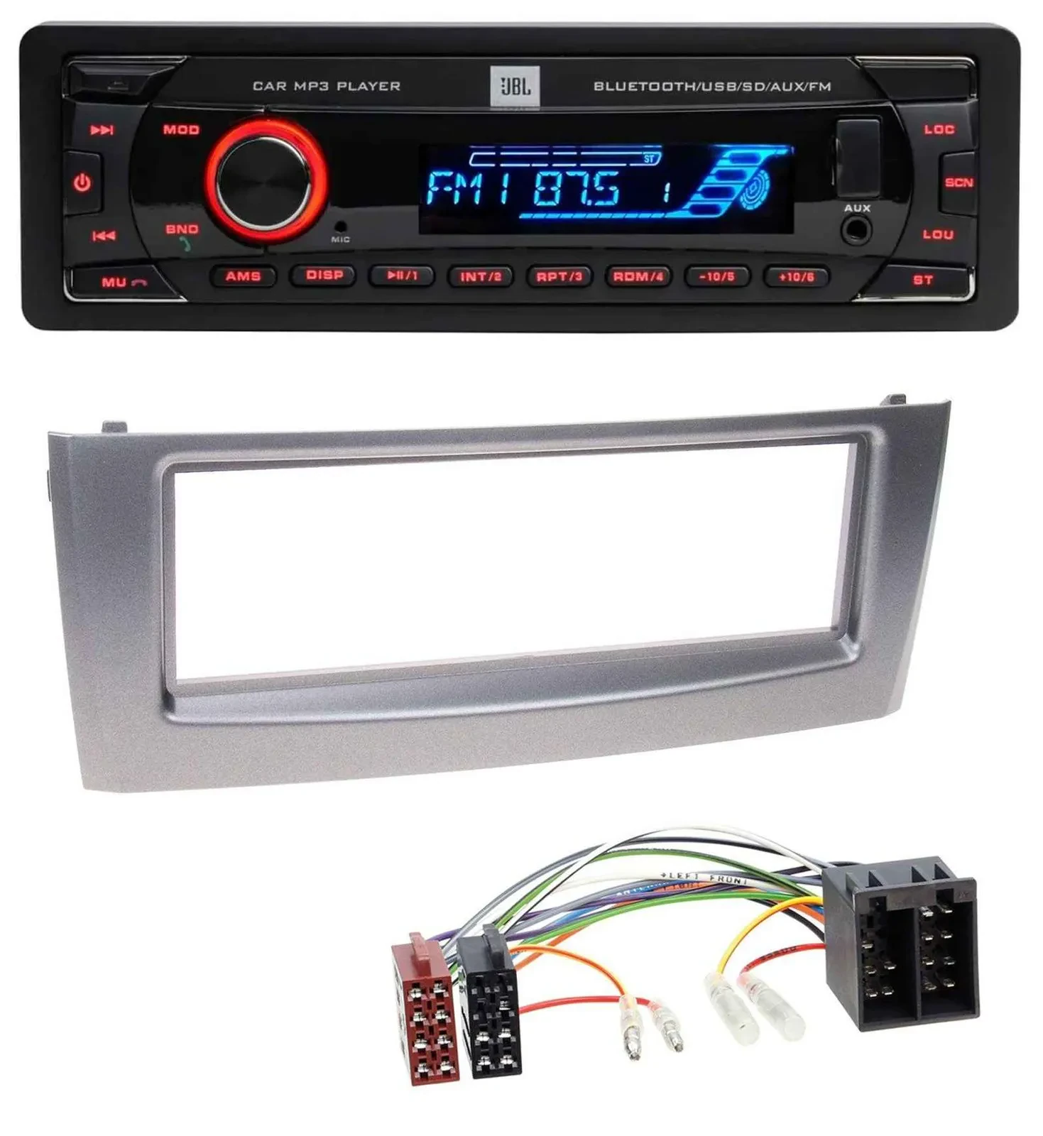 JBL AUX MP3 USB Bluetooth SD Autoradio für Fiat Punto Grande Punto ab 05 grau