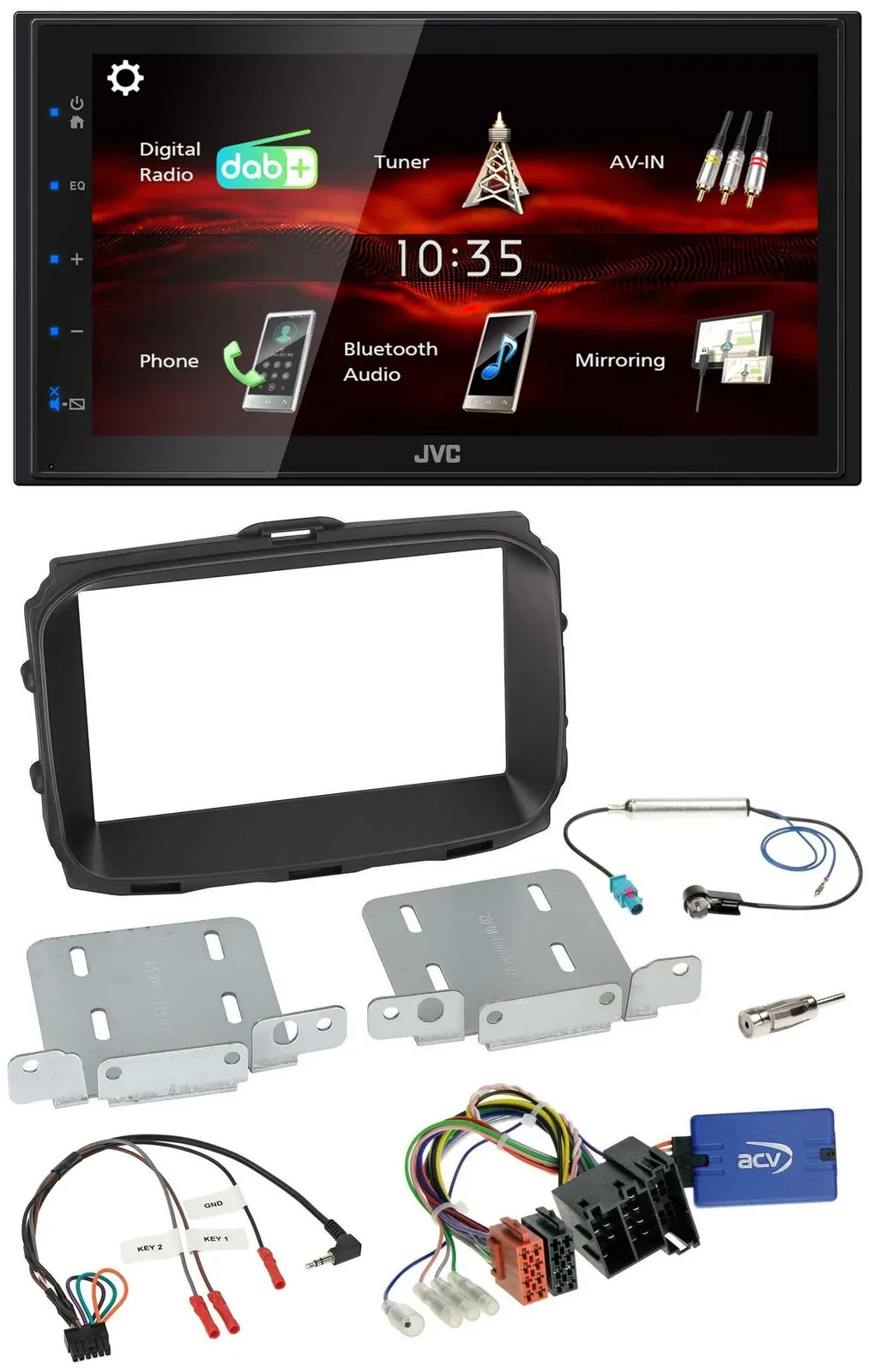 Автомагнитола JVC 2-DIN USB, Bluetooth, DAB для Alfa Romeo Giulietta 2013–2021