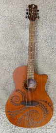 Luna Guitars Gypsy Tattoo Mahogany AcousticElectric Grand Concert Guitar Natural