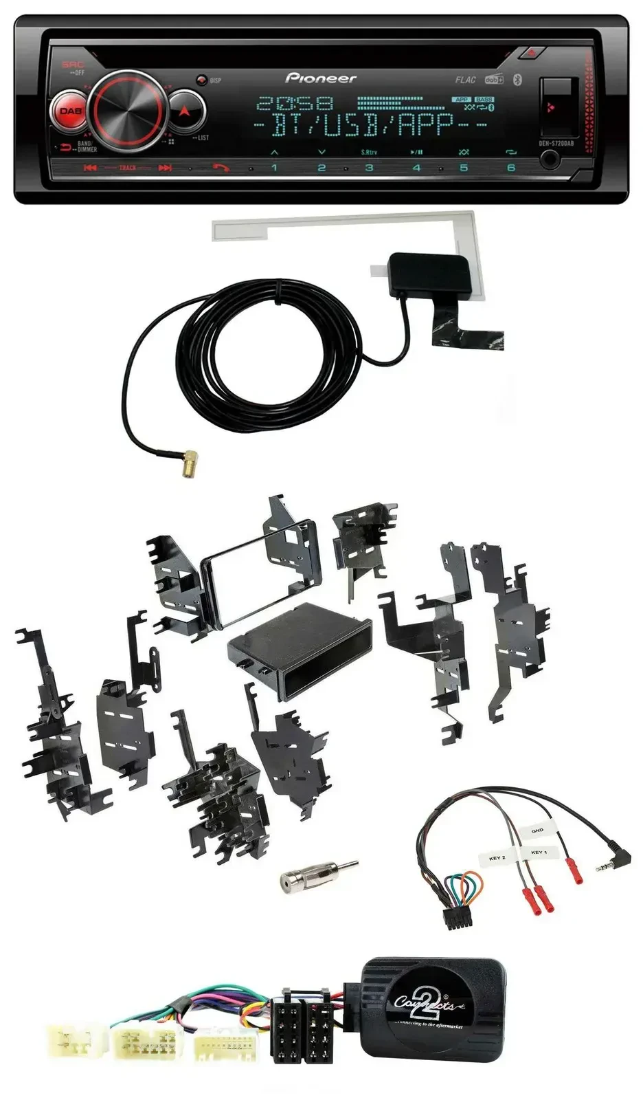 Автомагнитола для Toyota Yaris (2007–2012) Pioneer DAB, CD, USB, Bluetooth, поддержка кнопок на руле