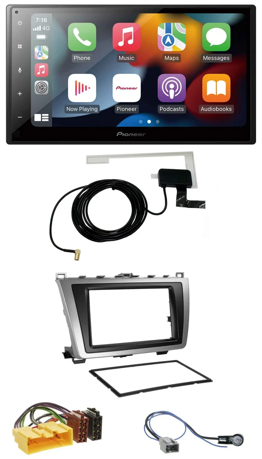 Pioneer MP3 USB Bluetooth DAB 2DIN Autoradio für Mazda 6 08-12 schwarz-silber