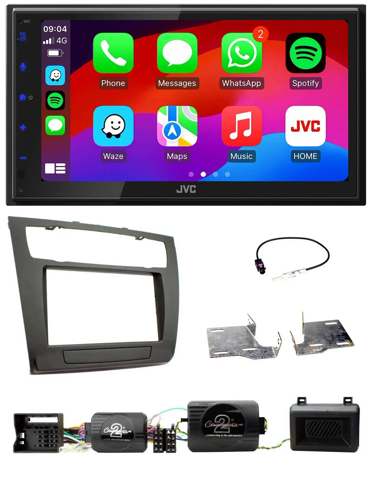 JVC Bluetooth USB Lenkrad 2DIN DAB Autoradio für BMW 1er PDC aut. Klima E87/E88/