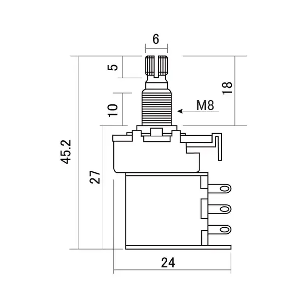 Потенциометр для гитары Hosco PUSH-500B PUSH-PULL 500 кОм, линейная характеристика