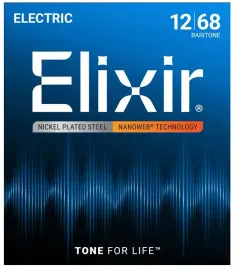Струны для электрогитары Elixir 12302 NanoWeb Baritone 12-68
