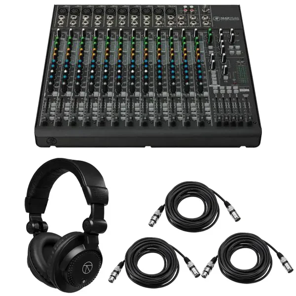 Mackie 1642VLZ4 16-Channel Compact Analog Mixer, with Headphones  4x XLR Cable