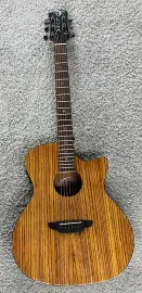 Luna Guitars Luna GYP E ZBR Gypsy Zebrawood Grand Concert Acoustic Electric Guitar