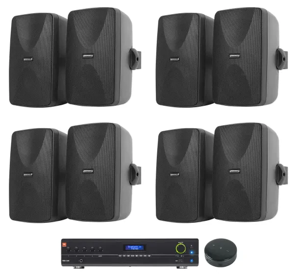 Настенная акустика JBL WET-7020B Black с усилителем (8 штук)