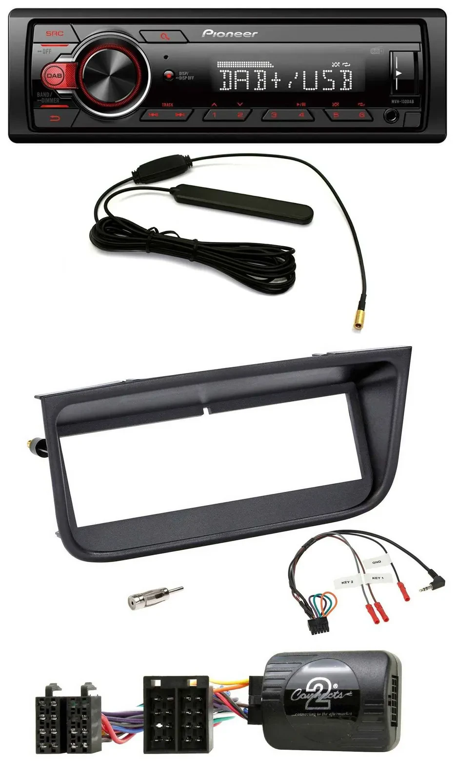 Pioneer MP3 DAB 1DIN Lenkrad USB Autoradio für Peugeot 406 2002-2005