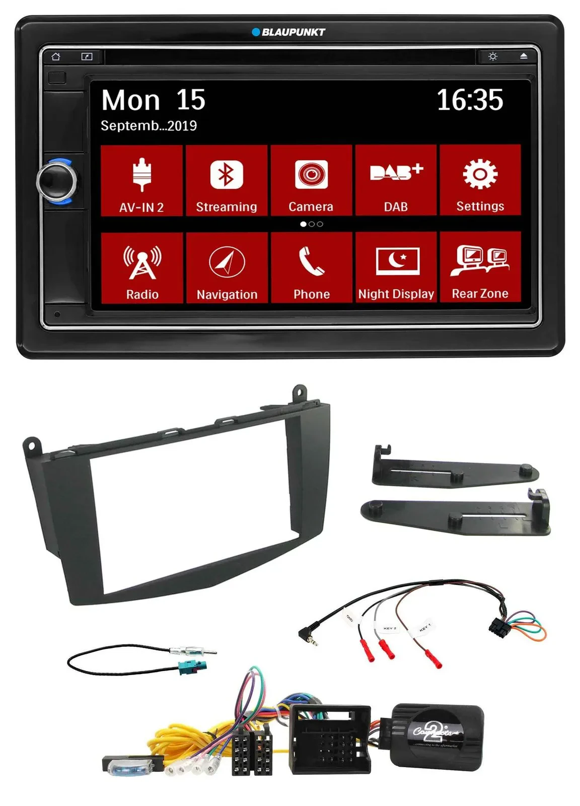 Blaupunkt Bluetooth DAB 2DIN USB DVD Lenkrad Autoradio für Mercedes C-Klasse 07-