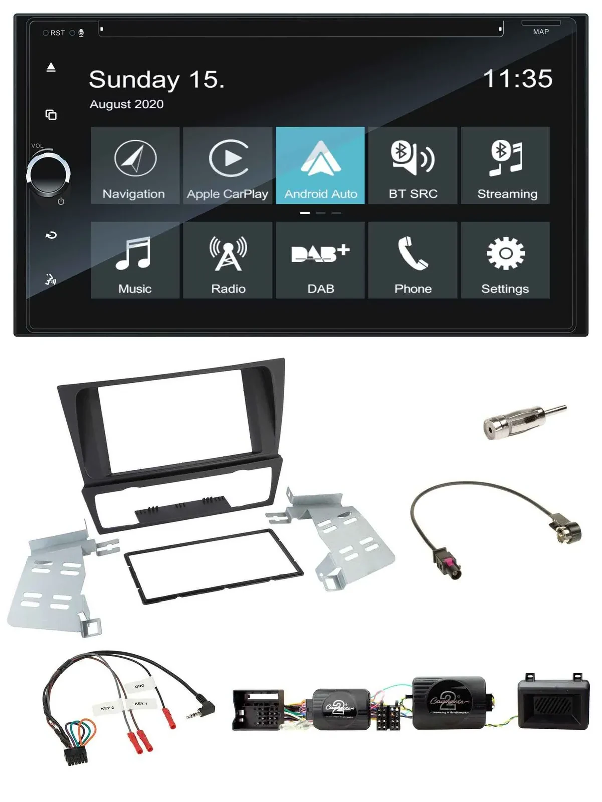 Автомагнитола Blaupunkt 2DIN, Bluetooth, USB, DAB, навигация TMC для BMW 3 Series E90/E91/E92