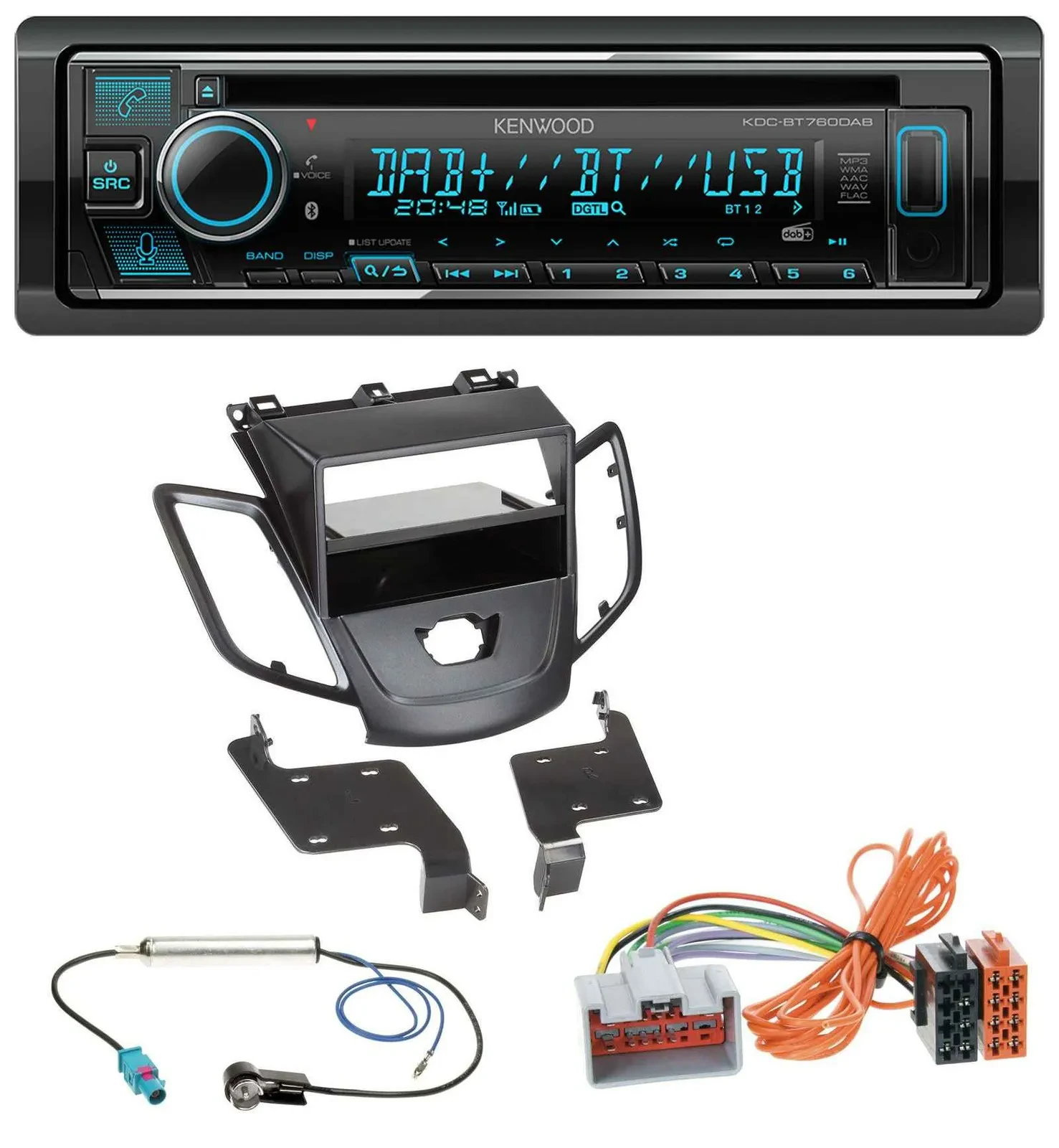 Kenwood MP3 Bluetooth DAB USB CD Autoradio für Ford Fiesta JA8 08-10 ohne Displa