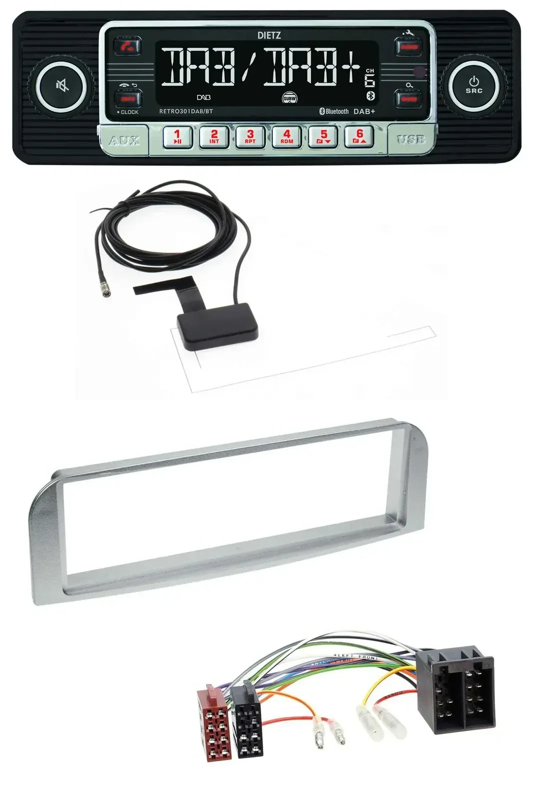 Dietz DAB Bluetooth USB MP3 Autoradio für Alfa Romeo 147, GT - silbergrau