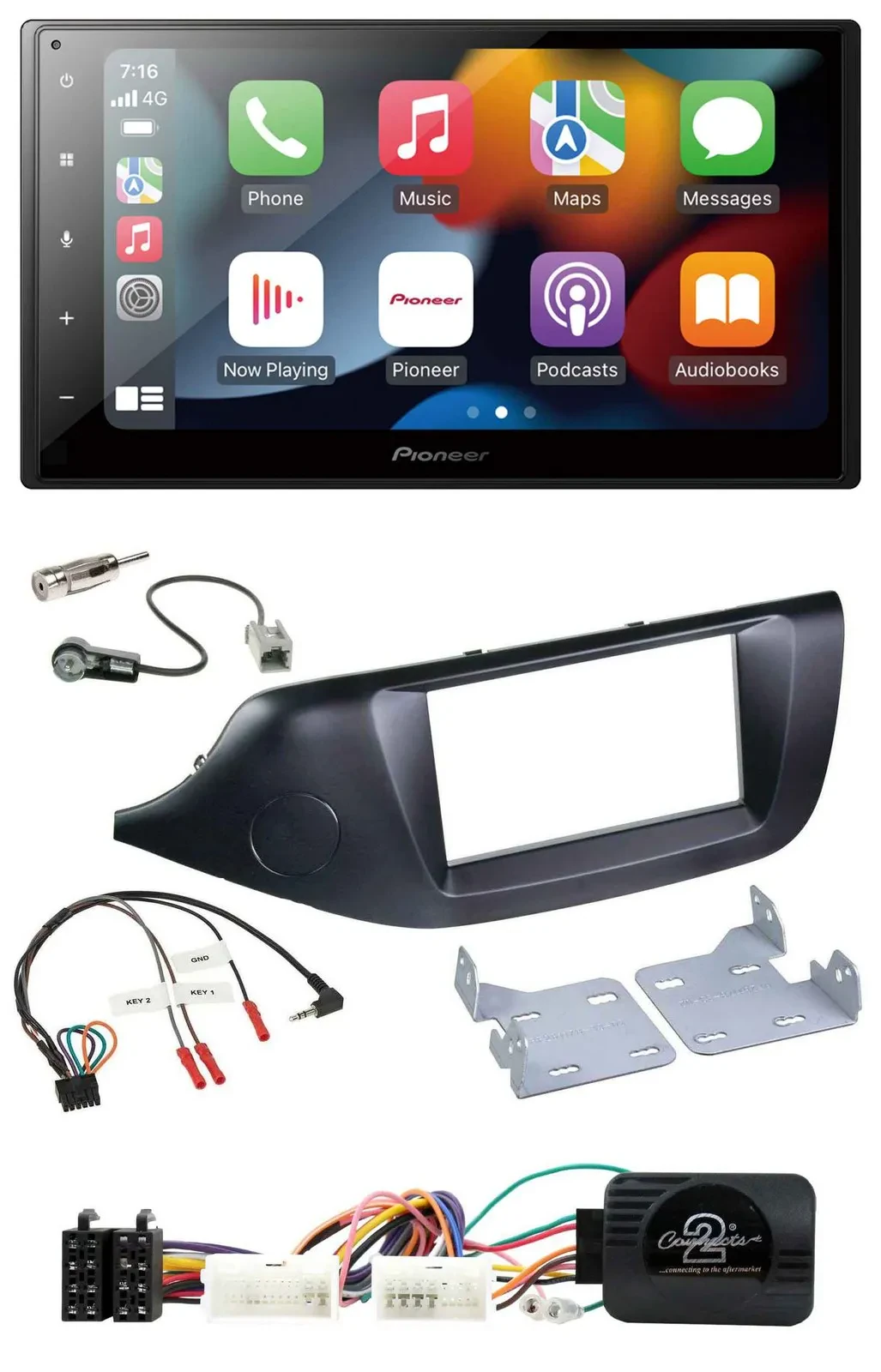 Pioneer DAB Bluetooth 2DIN USB Lenkrad Autoradio für Kia Ceed ab 2012 schwarz oh