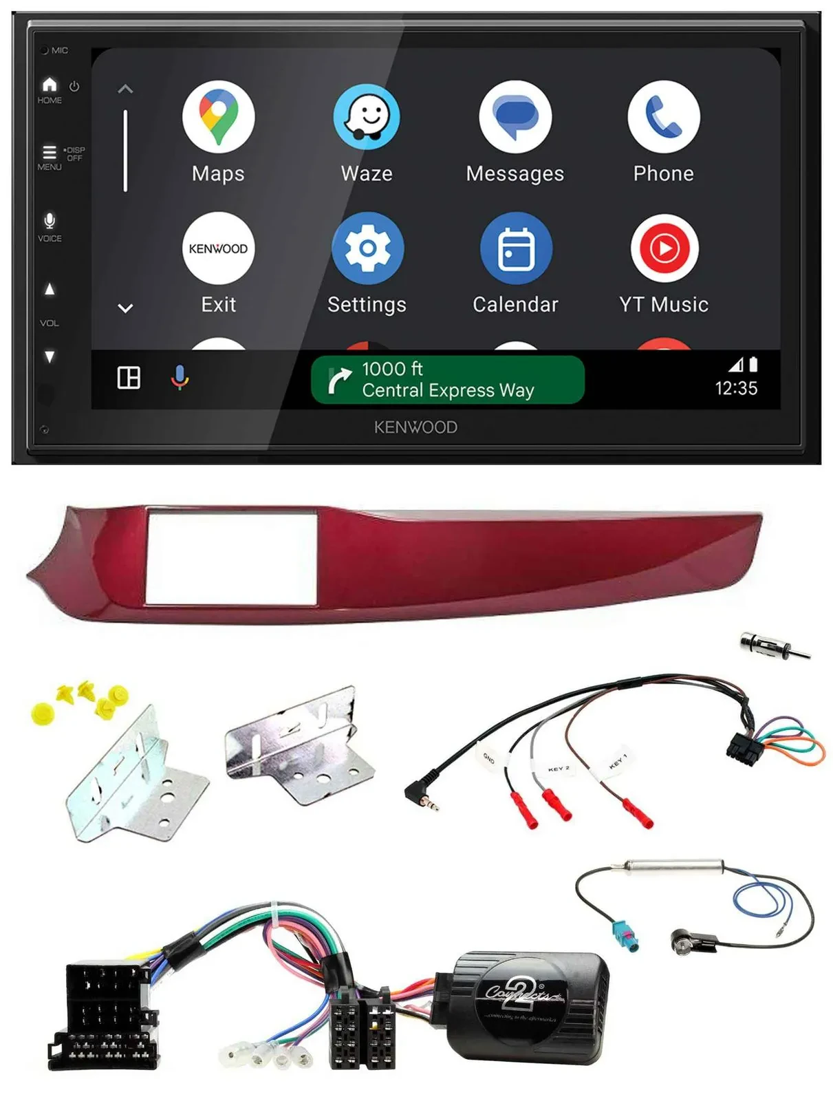 Kenwood DAB Bluetooth USB Lenkrad 2DIN Autoradio für Alfa Giulietta rot 940 2010
