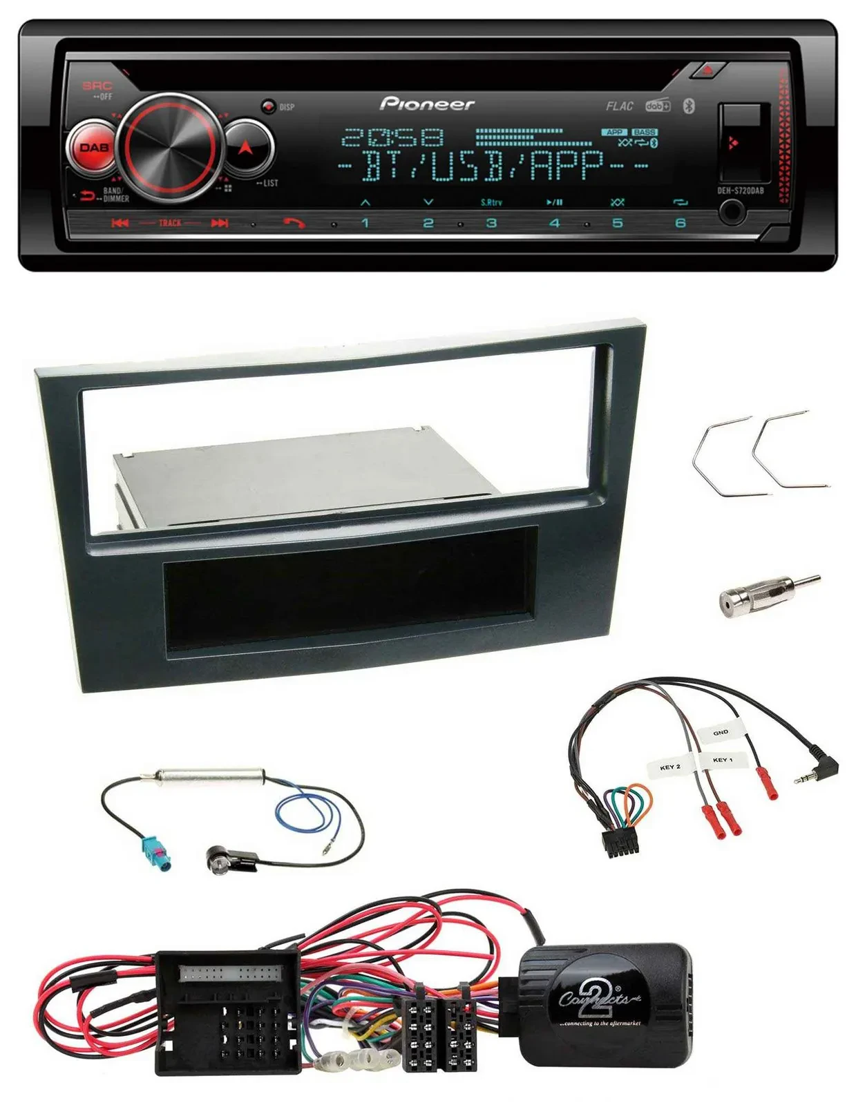 Автомагнитола Pioneer DAB CD Bluetooth USB для Opel Corsa D (2009–2014), черный