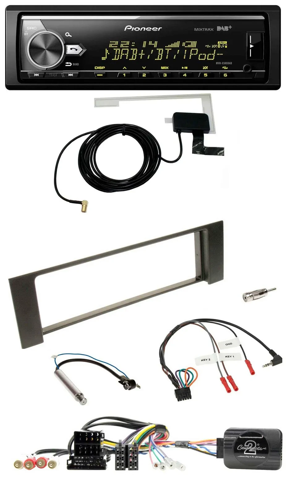 Автомагнитола для Audi A4 (2000–2004) Pioneer Bluetooth DAB USB, поддержка кнопок на руле, CAN-Bus, ISO