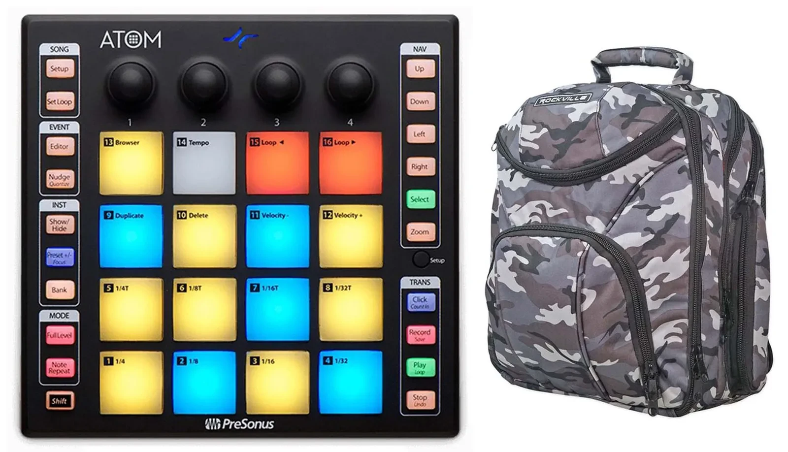 PRESONUS ATOM 16 Pad USB MIDI RGB DJ Controller+Studio One Software+CAMOPACK