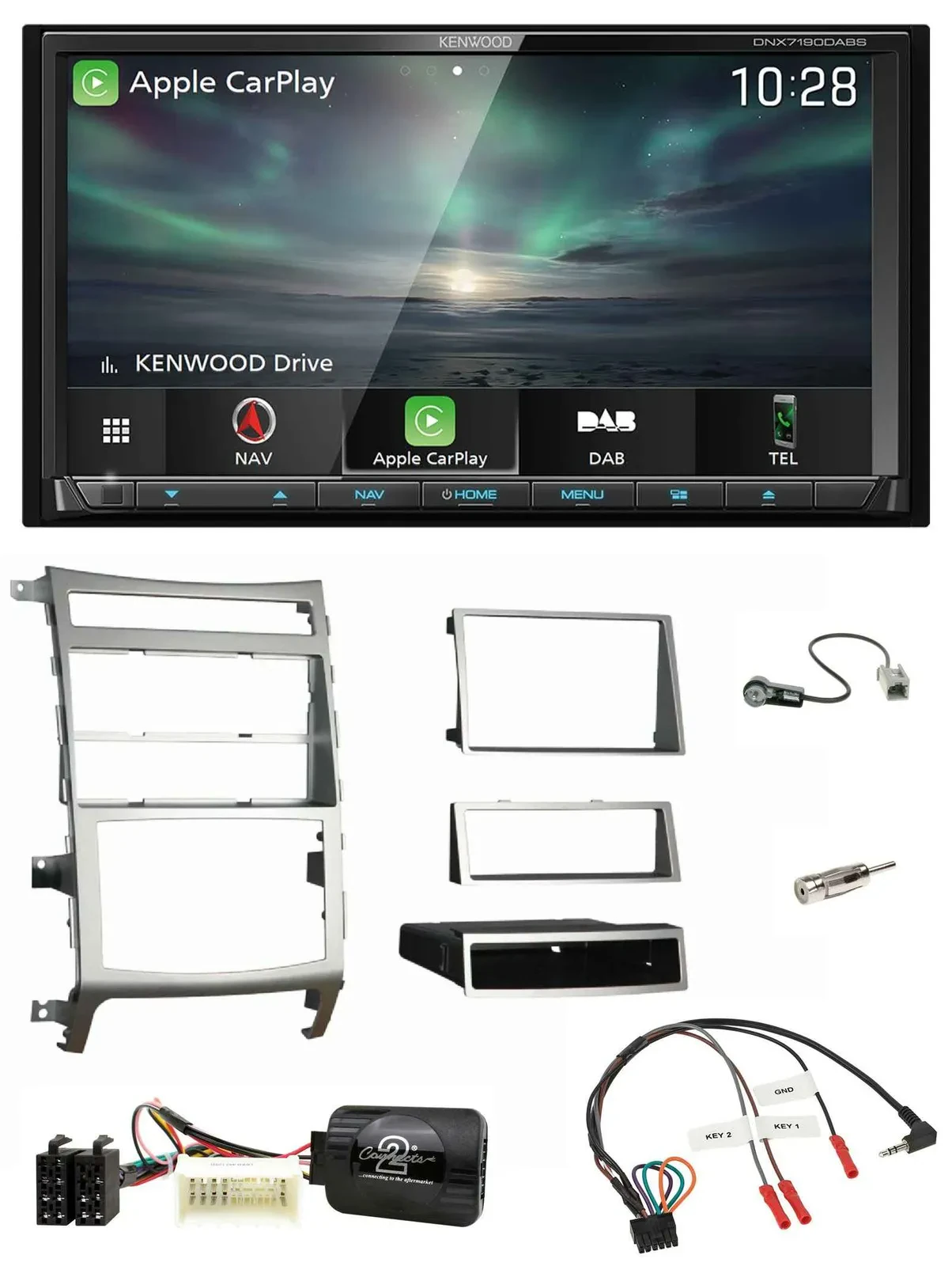 Kenwood Bluetooth USB 2DIN Lenkrad TMC DAB Navigation für Hyundai IX55 2009-2012