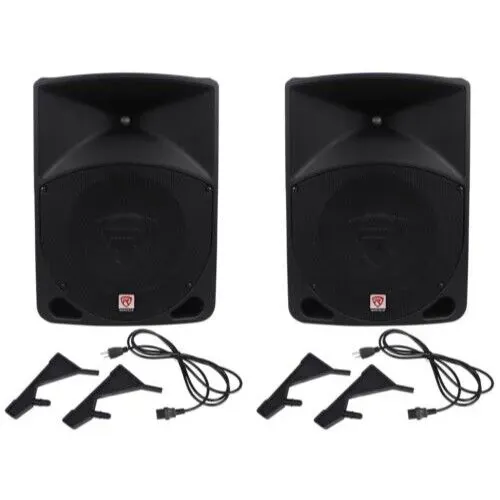 Pair Rockville Power Gig RPG10 10" Powered Active 1200 Watt 2-Way DJ PA Speakers