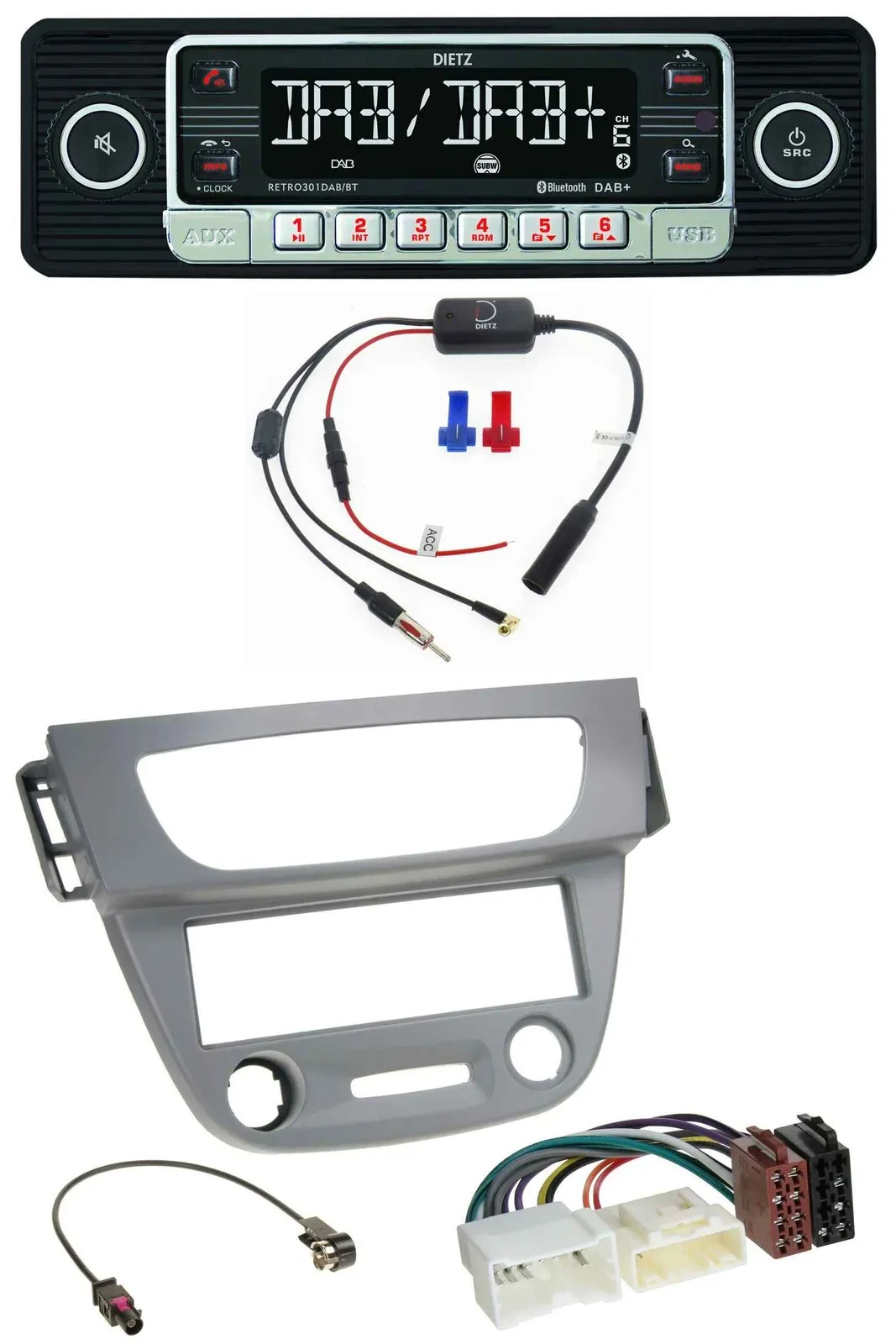 Dietz MP3 DAB Bluetooth USB Autoradio für Renault Megane 3 (12-14) - grau