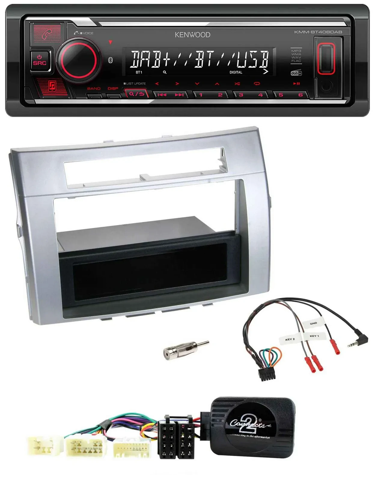 Kenwood Lenkrad Bluetooth USB DAB Autoradio für Toyota Corolla Verso 2004-2007 s